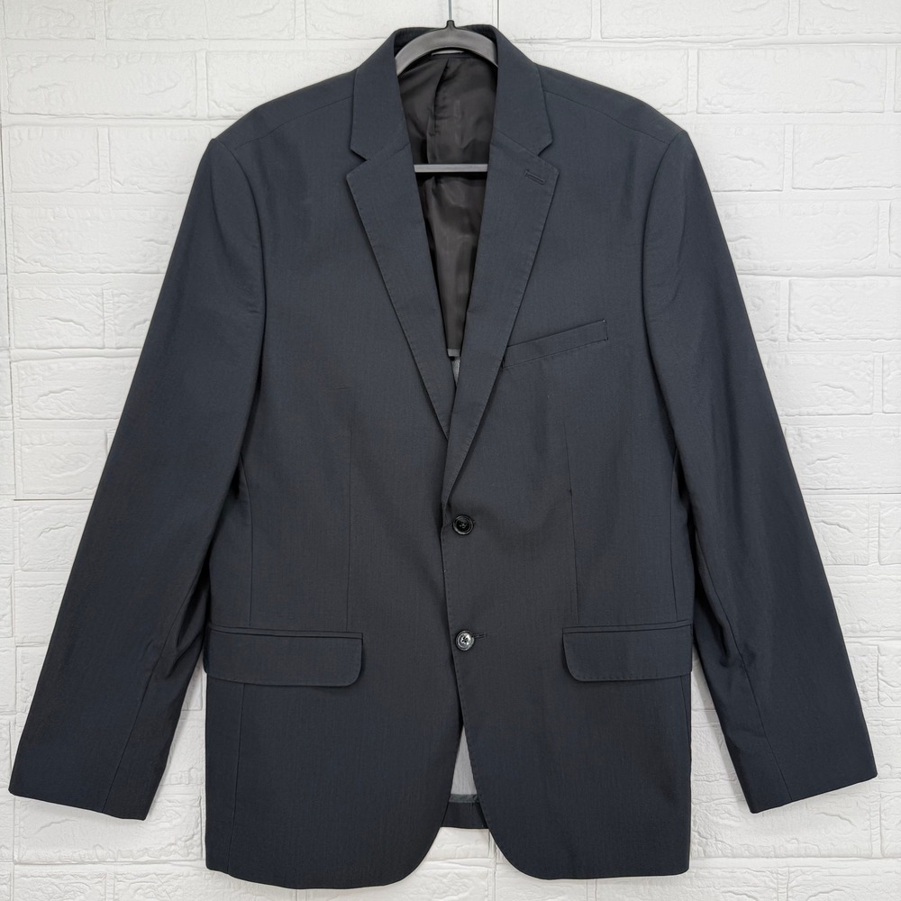 Calvin Klein Blazer Mens Large Charcoal Grey Two Button Suit Jacket Professional